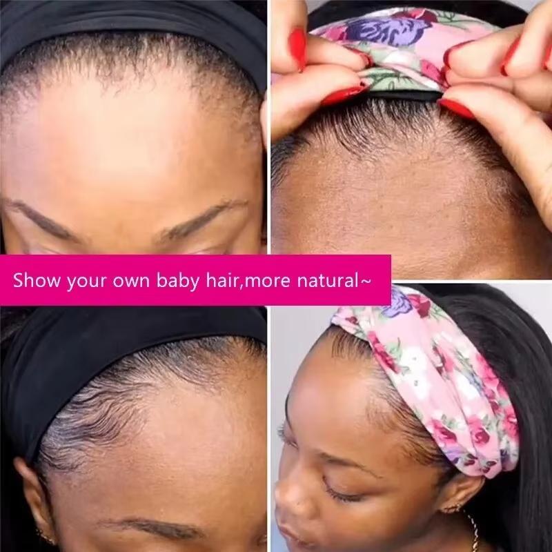 Bling Hair Straight Human Hair Natural Color Headband Human Hair Wigs Glueless Straight/Body Wave  Human Hair Wigs For Women