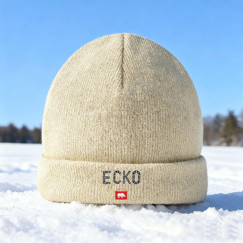 1PC ECKO Rhinoceros Print Knit Hat 2025 New Trendy Soft Elastic Fashion Winter Warm Beanie Fitted Windproof Ear Protection Street Style Unisex Hat Easy Wear For Travel Perfect Gift For Friends And Family