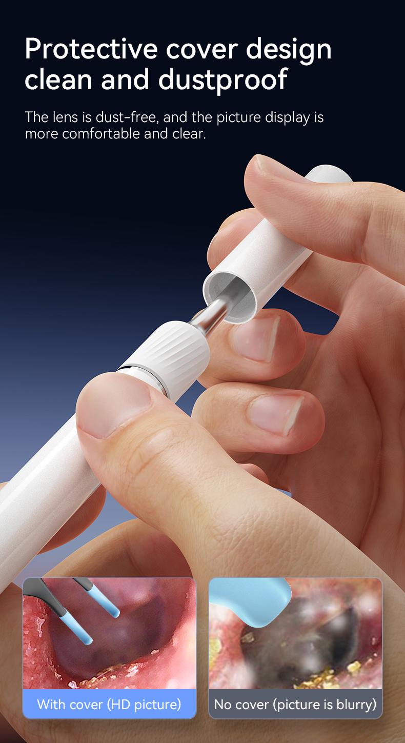 2026 Upgrade Silicone Ear Wax Removal Kit with 12 MP HD Camera, Portable 360° Wide-Angle Ear Cleaner, Type-C Rechargeable, Waterproof Endoscope for iOS & Android, Earwax Remover for Adults