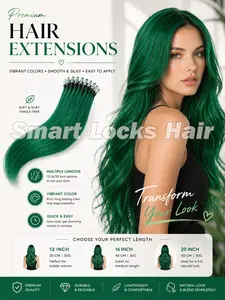 50 Strands Grey Green Invisible Nano Bead Micro Ring Hair Extensions, Highlight Hair Bundles for Women & Men, 30.48-50.8 cm Straight Hair with Y2K Highlight Colors for Daily Wear, Parties, Cosplay, Dress-Up Wig - Hairpiece for Skin Tones