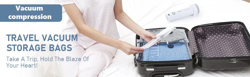 Cordless Travel Vacuum Storage Bags(15Pcs)-USB Electric Air Pump，Space Saver Vacuum Compression Bags，Airtight Reusable Vacuum Seal Bags Travel Essentials，for Clothes, Bedding, Blankets, Luggage & Moving