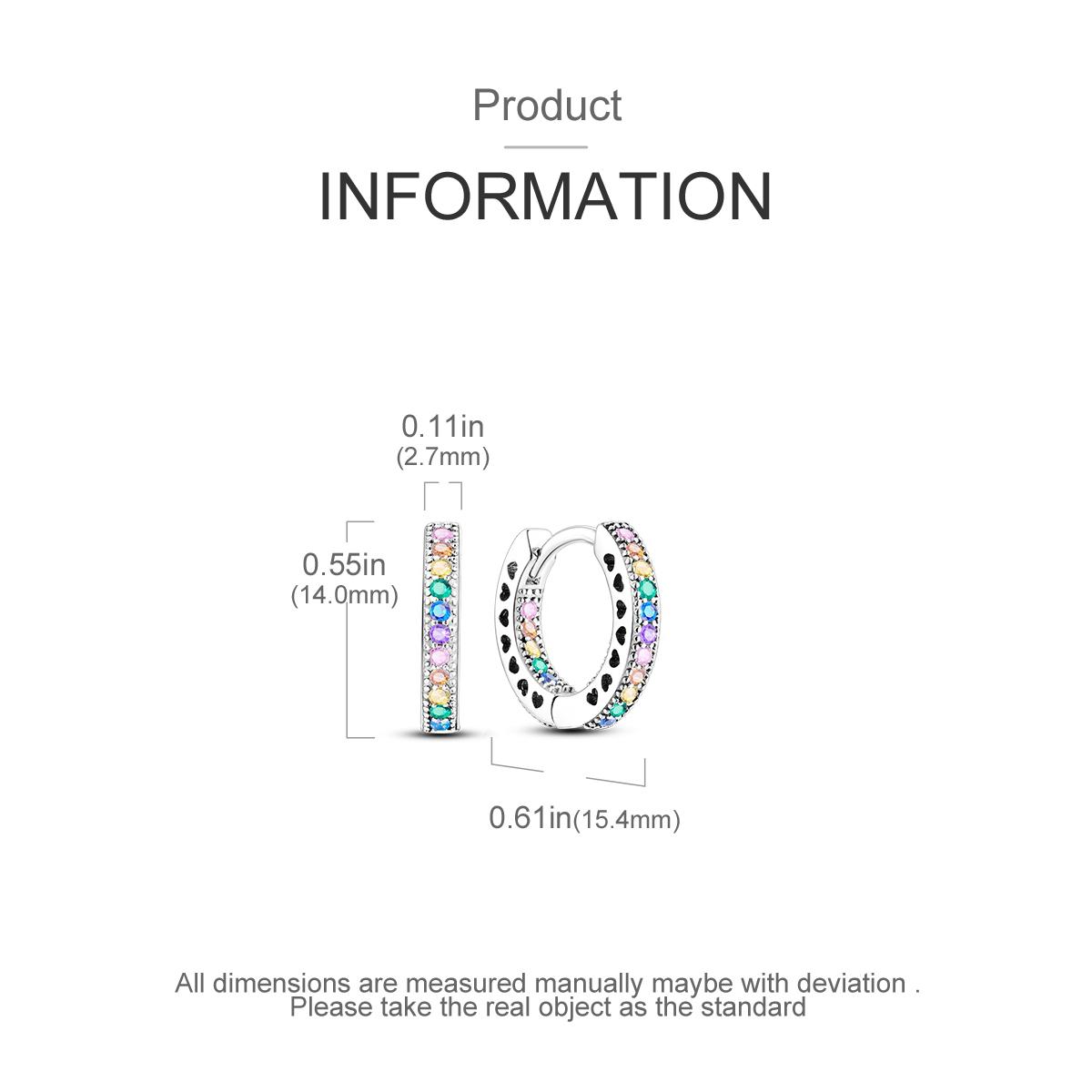 NARMO Multicolor Pave Zirconia 925 Silver Earrings – Stunning Hoop Earrings for Women Wedding, Engagement or Gift