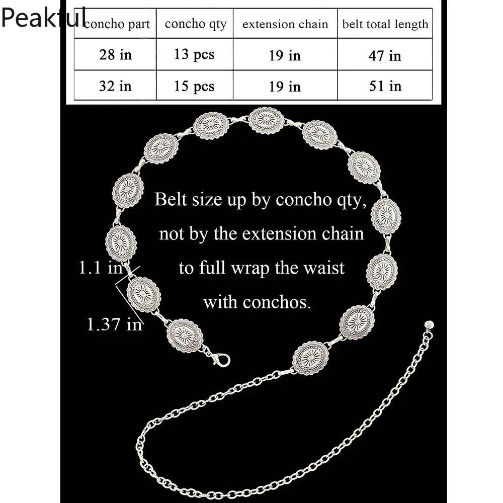 Cowgirl Concho Waist Chain Belt, Viral Retro Western Style Ladies Chain Belt, Stylish Decorative Waist Strap for Daily Outfits, sturdy chain structure & elegant vintage vibe, ideal for party dressing, outdoor leisure looks, vacation wear