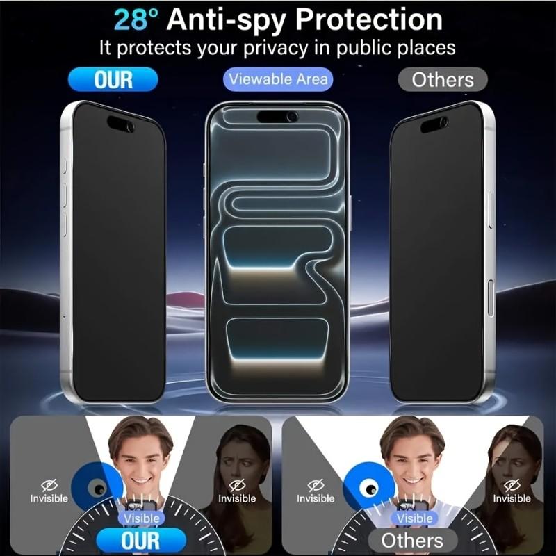 Three-Pack Matte Anti-Spy Screen Protector, Enhanced Privacy, Edge Reinforcement, Drop & Scratch Resistant, Bubble-Free, for iPhoneiPhone 17 Pro Max/17 Air/16 Pro Max/16 Plus/15 Pro Max/14/13/12/11/XS/XR Series