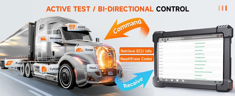 ANCEL X7 HD Heavy Duty Truck Scanner, 40+ Reset Bidirectional Diesel Scan Tool for Cummins, Detroit, Caterpillar, Volvo, Paccar, Semi Trucks Full System Diagnostic Tool with DPF, ECU Coding, 2 In 1 Diagnostic Scan Tool for Truck & Car