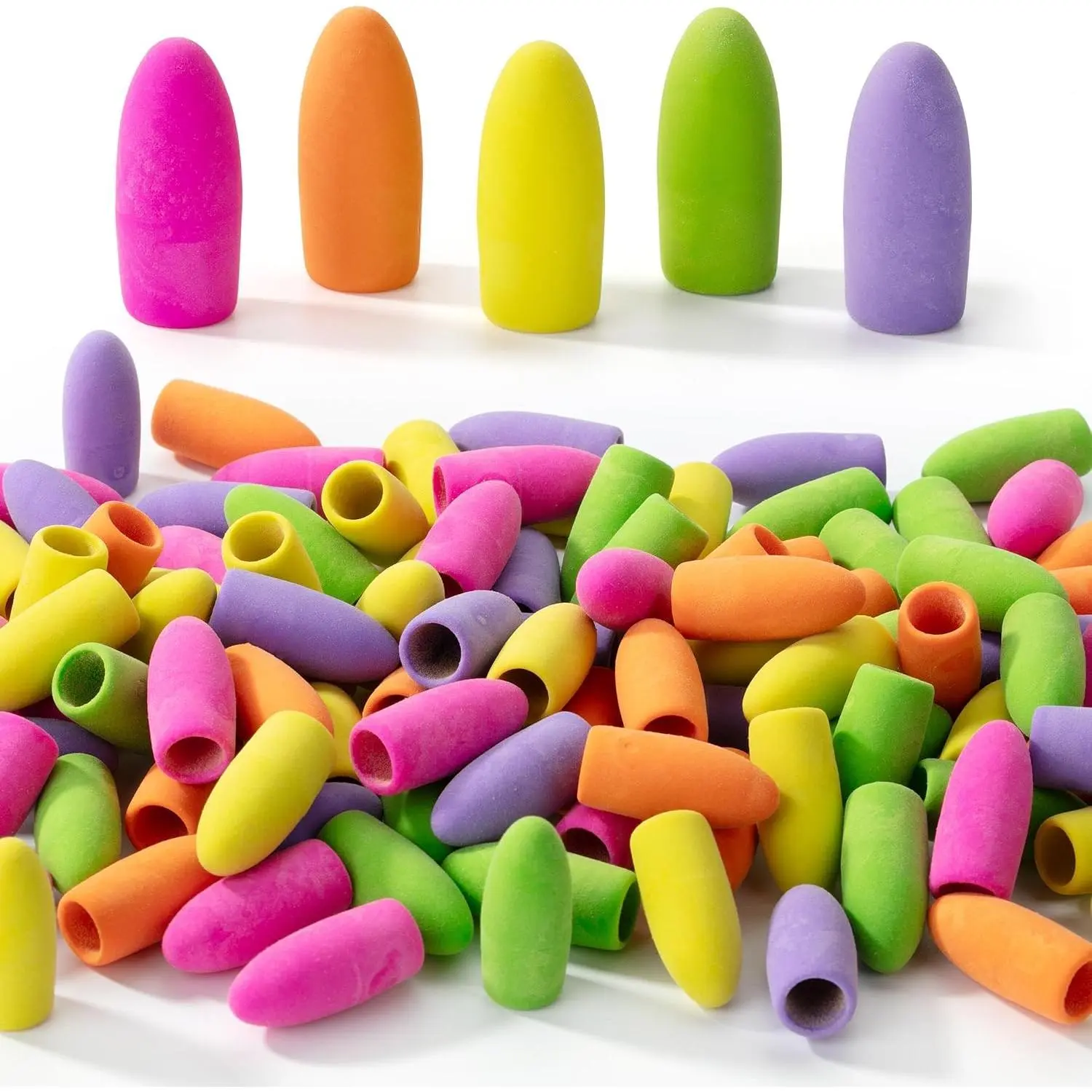 Pencil Top Erasers, 120 Pack, Vibrant Colors, Latex-Free, No-Smudge Cap Pencil Erasers for Precise Erasing, Kids, Teachers, Studying Supplies