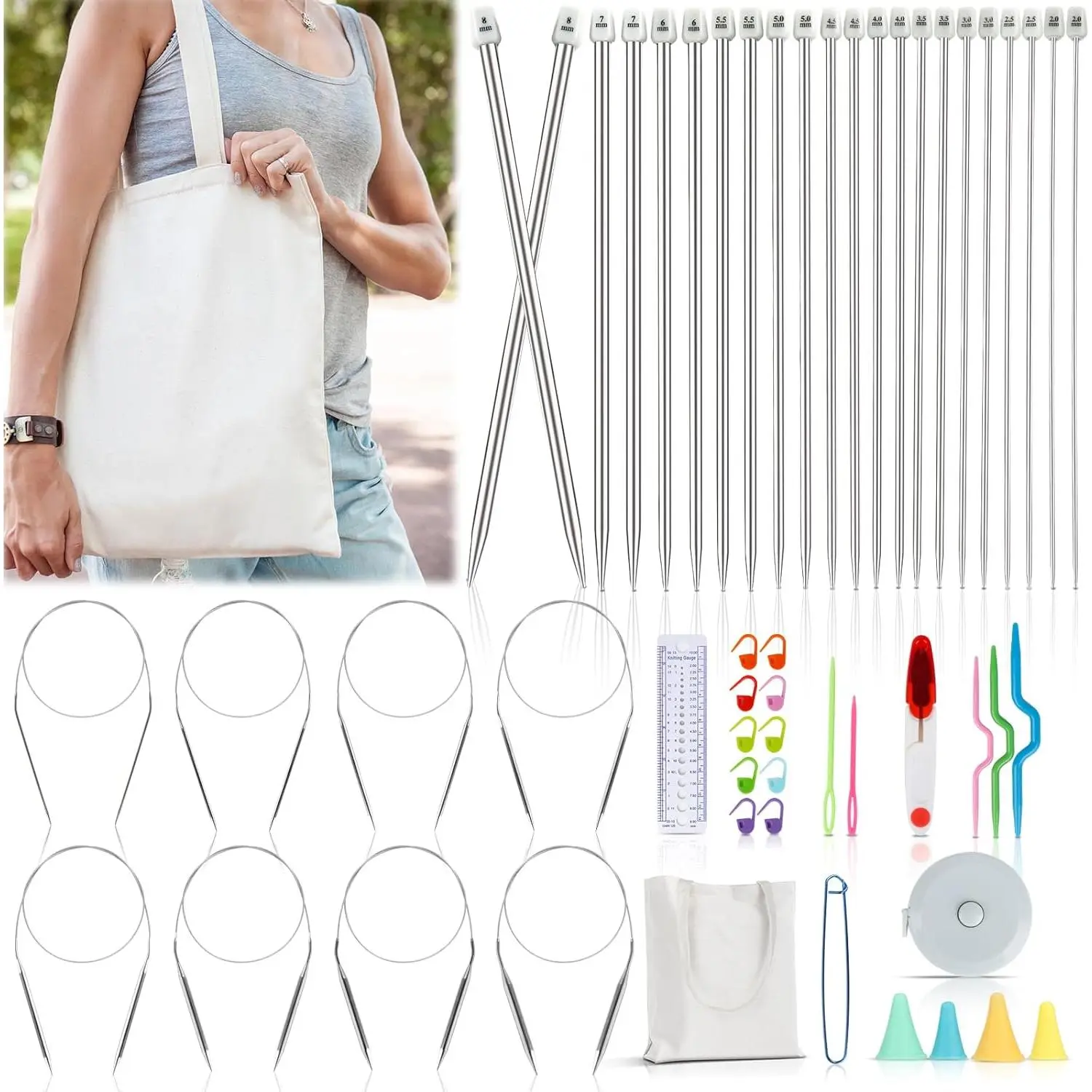 Knitting  Set for Beginners, Complete Full Size Knit