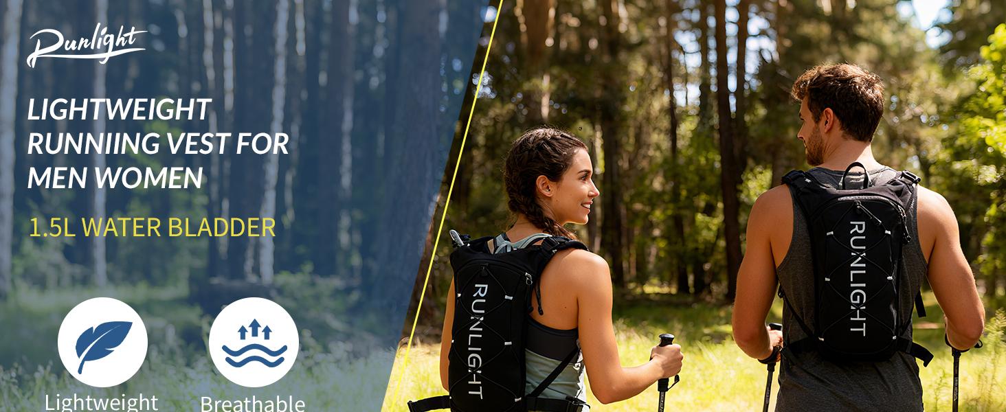 Lightweight Tactical Running Hydration Vest with Velcro Panel, 1.5L Leak-Proof Water Bladder, Adjustable Chest Pack for Unisex, Ideal for Trail Running, Hiking, Marathon and Outdoor Fitness