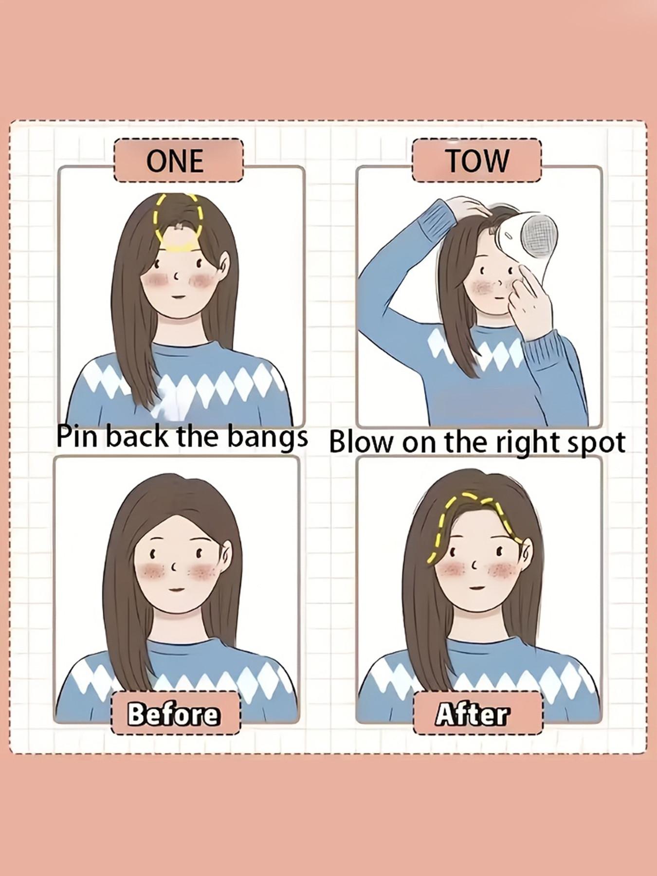 3-Piece Root Lifter Clips, Korean Style Natural Haircut, 3 Colors, Invisible Bow Bangs, High Forehead, Long-Lasting, Gentle on Hair