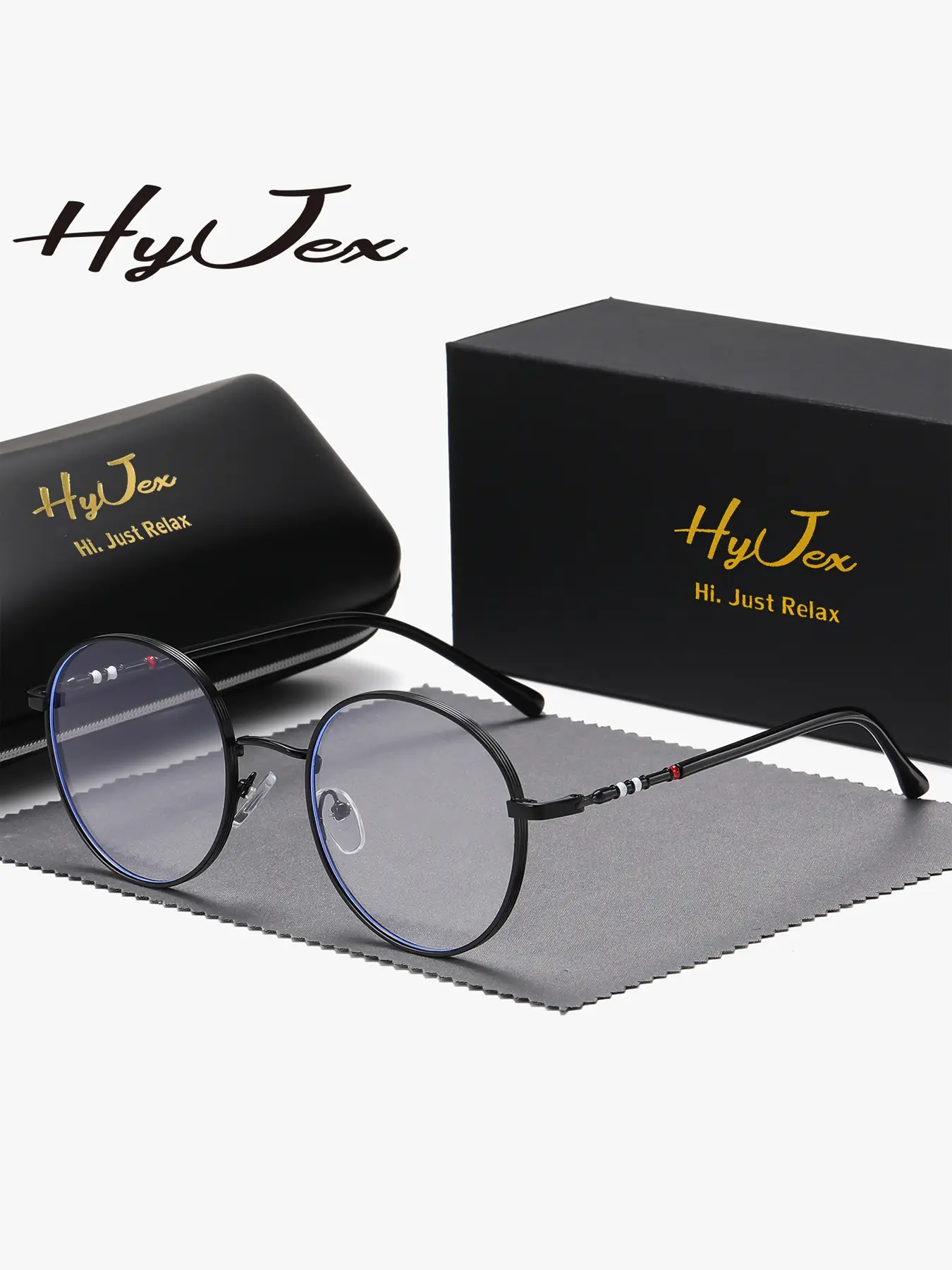 HyJex 1 Piece Unisex Intellectual Full Frame Plaon Glasses Elegant And Refined Round Frame Plaon Glasses