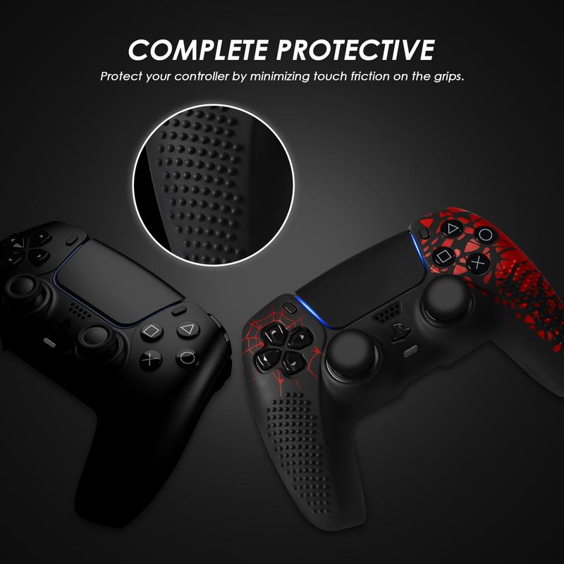 VIDPPLUING Anti-Slip PS5 Controller Skin, Non-Slip Silicone Cover Case with Thumb Grip Gaps, Touch Pad Sticker & Cover Wrap Stickers, Protection ps5 accessories gaming stick 40000 games Protector Wireless Smartphone coolingstation Console Joystick