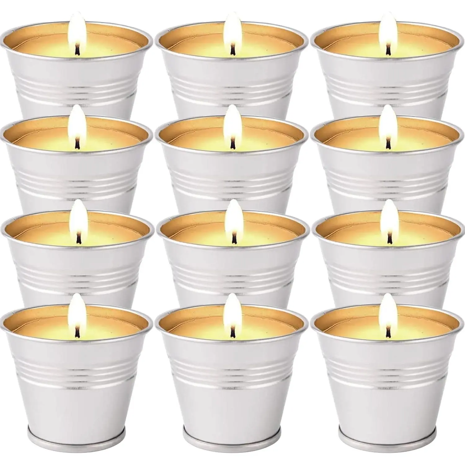12 Pack Outdoor Citronella Candles - Natural Soy Wax with Citronella Oils, 120 Hour Burn Time, 2 oz Bucket Candles for Patio, Backyard, HomeGift