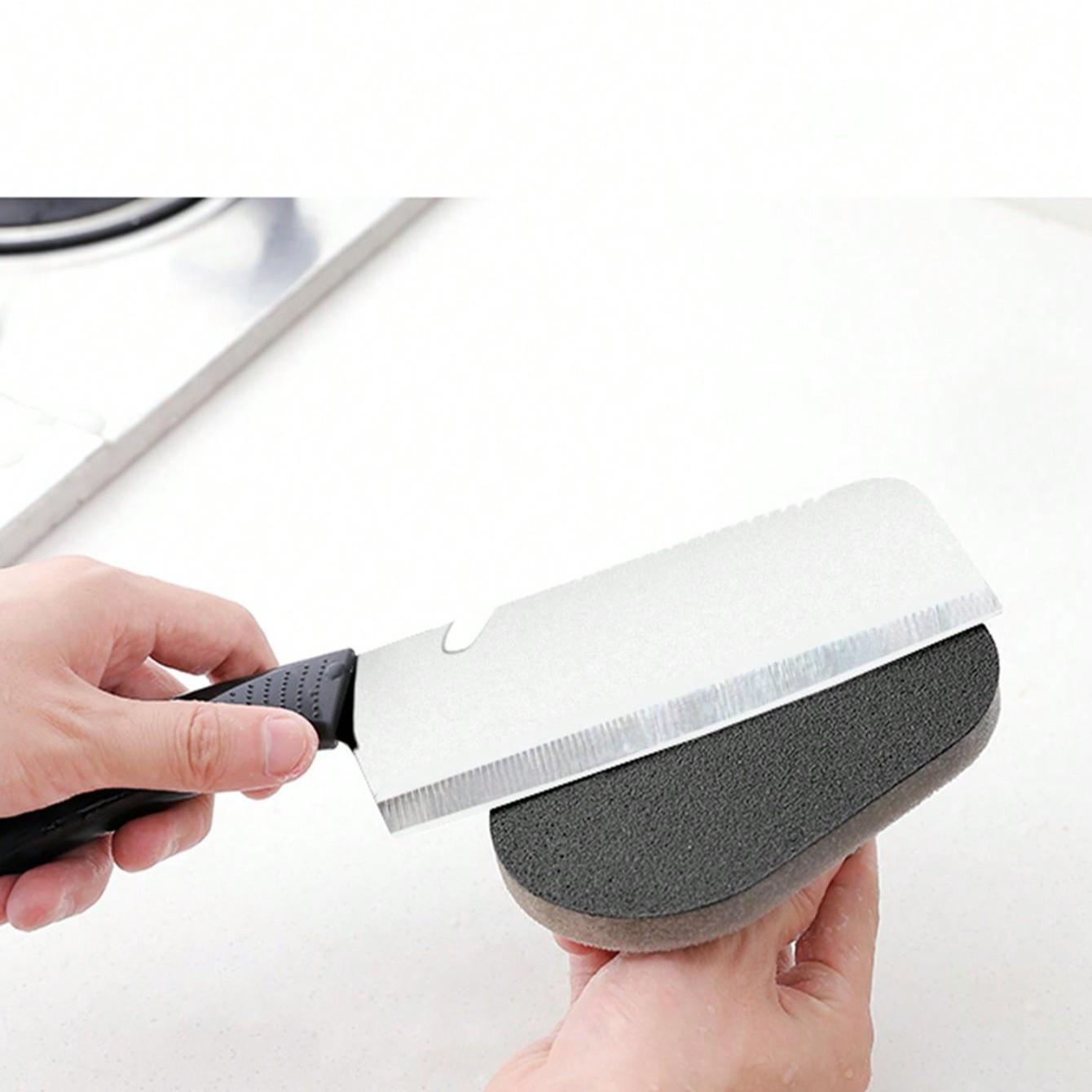 Kitchen Cleaning Sponge Brush with Handle, Rust Remover for Pots, Stovetop Cleaner, Sink Scrubber, 1/3 Pack, Home Kitchen Tools