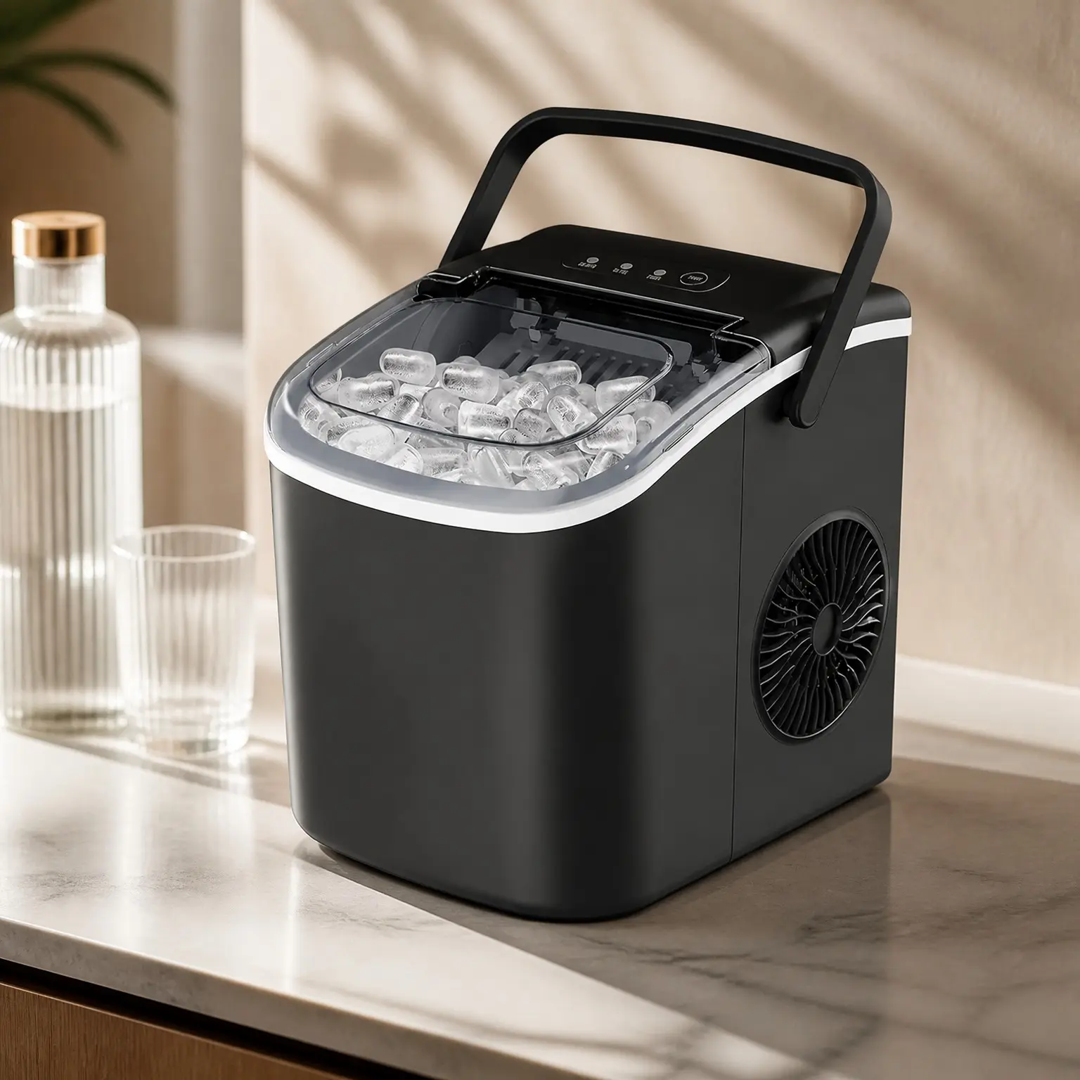 Silicone Ice Maker Countertop Mat Waterproof with Raised Edge Prevents Spills, Non-Slip Raised Dots, Portable 19"x12" (Mat Only, Ice Maker Not Included)Gift