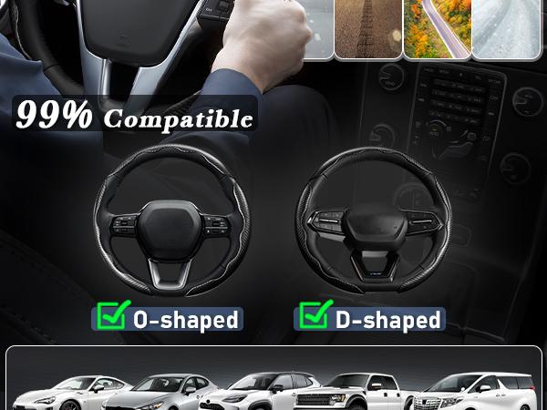 Canvcle Carbon Fiber Steering Wheel Cover Automotive Anti-Slip Steering Wheel Cover for Men/Women - Durable Universal Car Accessory Multicolor