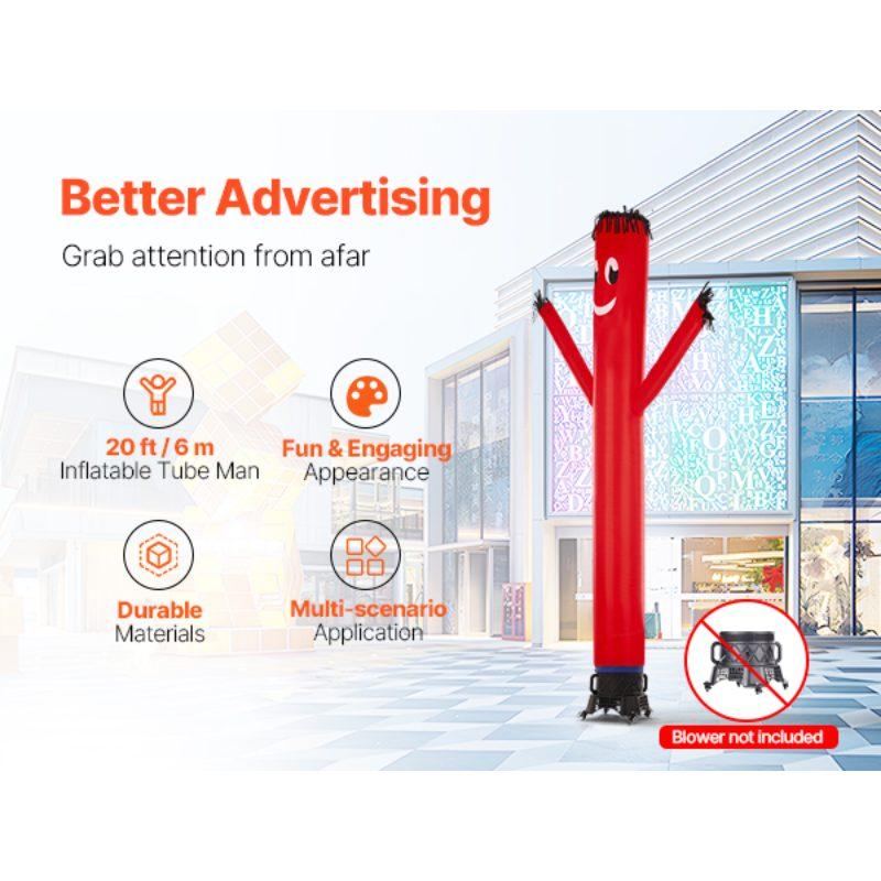 VEVOR Inflatable Tube Man Attachment, 20-Feet Tall, Wacky Wavy Wind Flying Dancing Tube Guy, Arm Flailing Sky Air Puppet, 18'' for Outdoor Advertising Business Store (Blower Not Included)