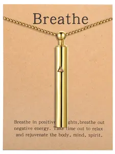 Anxiety Relief Breathing Necklace, Mindfulness Breathing Pendant, Stainless Steel, Calmness, Stress Relief, Whistle Necklace, Birthday Gift, Christmas Gift