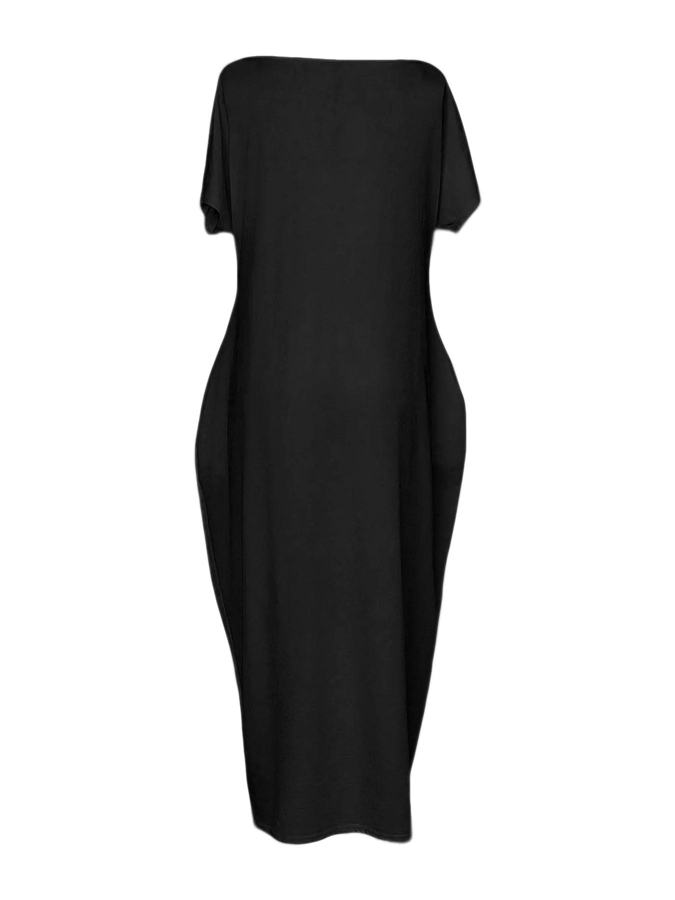 Women's Solid Color Batwing Sleeve Lounge Dress, Casual Comfy Short Sleeve Nightdress, Ladies Sleepwear for All Seasons