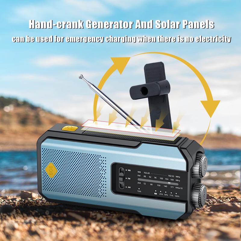 Emergency Weather Radio:AM/FM/WB Reception & Loud SOS Alarm,Hand Crank/Solar/USB Charging, Modern Design Emergency Weather Radio:AM/FM/WB Reception & Loud SOS Alarm,Hand Crank/Solar/USB Charging, Modern Design