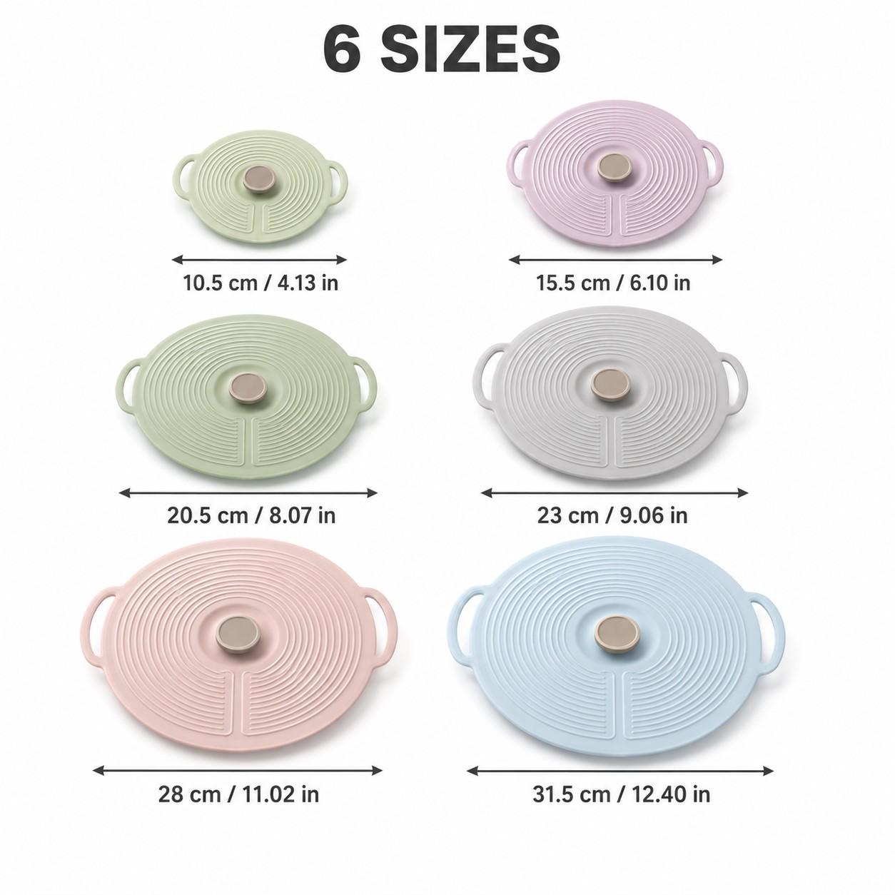 Silicone Lids for Bowls, 8 Pack Reusable Microwave Splatter Covers, 6 Sizes Heat-Resistant Lids for Cups, Plates, Pots, Pans and Skillets, Oven, Fridge & Dishwasher Safe