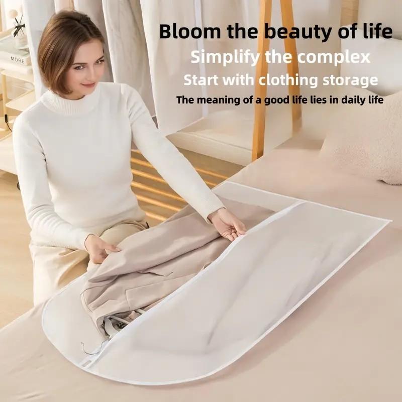 5pcs Semi-Transparent PEVA Dust-Proof Clothing Storage Cover, Suitable for Hanging Clothes, Dust-Proof Suit Bag for Home Wardrobes, Organizing And Storing Space for Spring And Summer, Travel Essentials, Clothing Protection Storage Bag