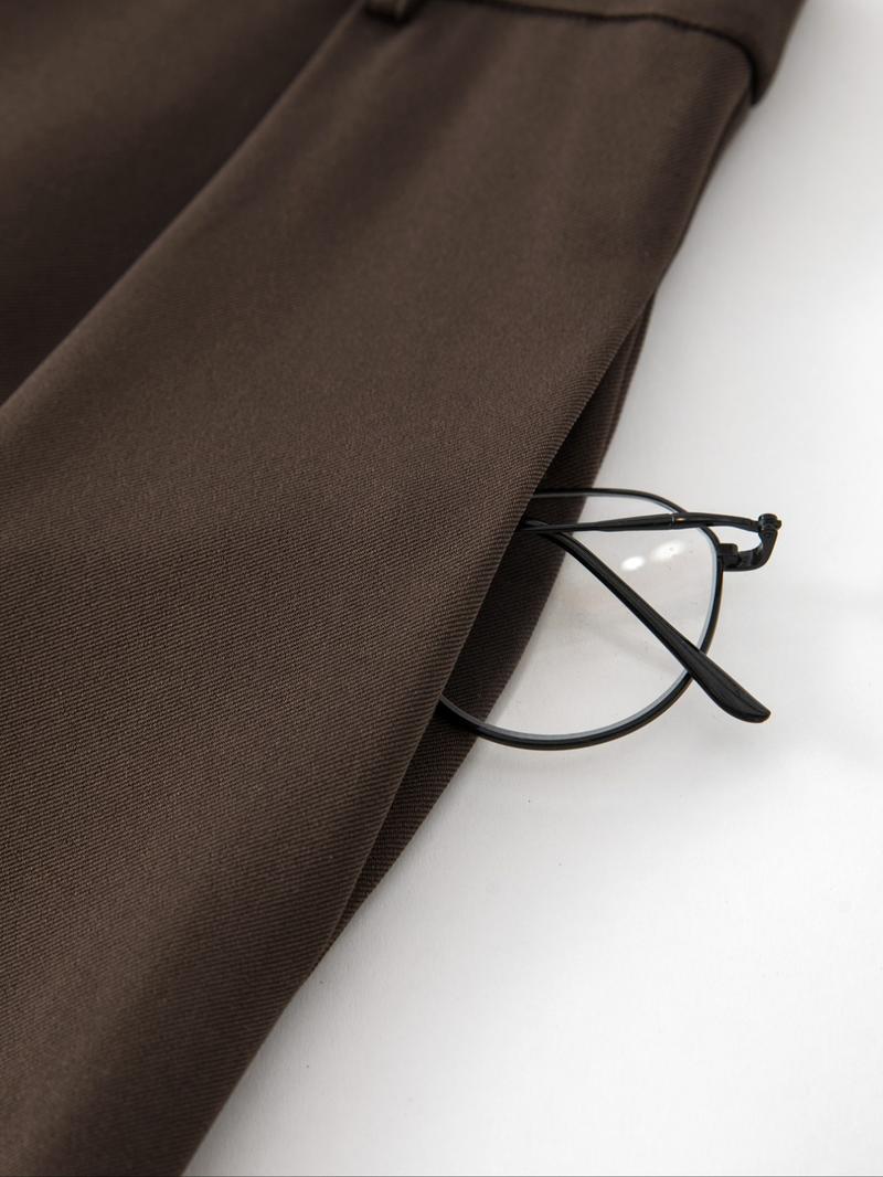 Women's Solid Color Wide Leg Pants, Elegant Fashion Casual Trousers for Work Office Business, Ladies Bottoms for All Seasons