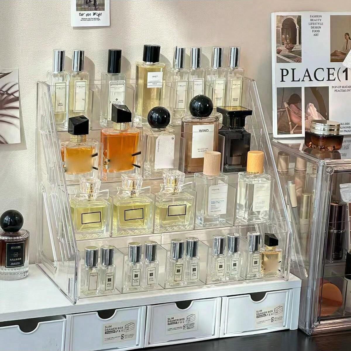 Transparent Acrylic Eyeshadow Palette Organizer, Multi-Layer Cosmetic Storage Rack, Easy Access Drawer Divider, Ideal for Makeup Organization