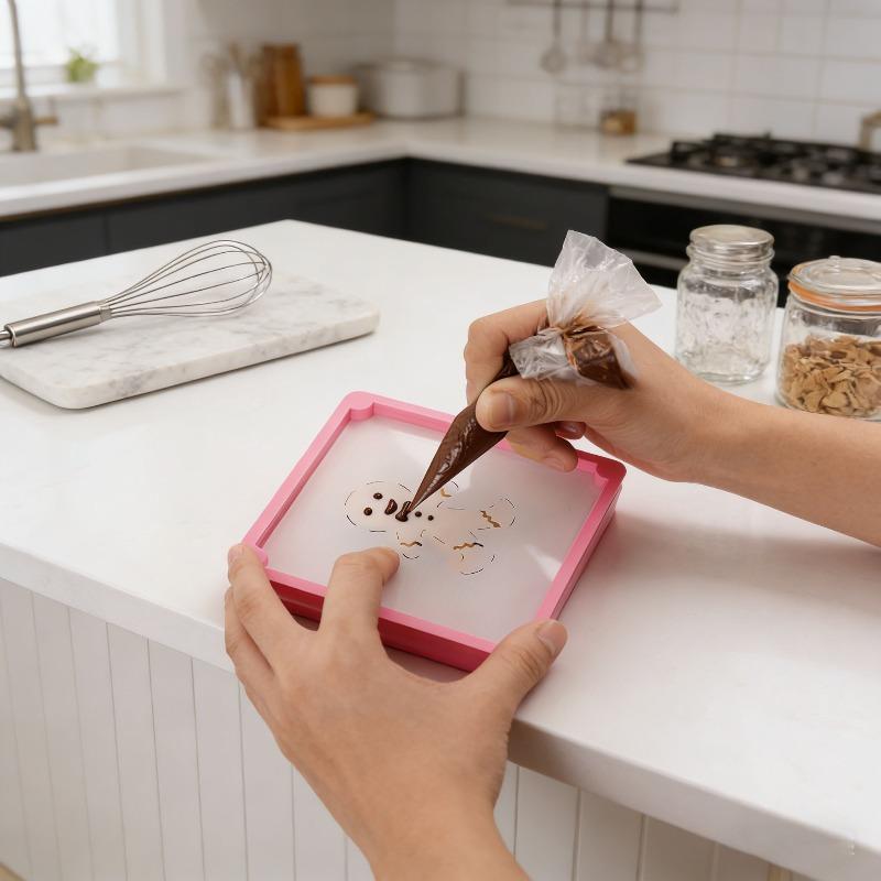 2/4set Kitchen Baking Gadget Cookie Stencil Holder Decorating Frame Tool for Cookies