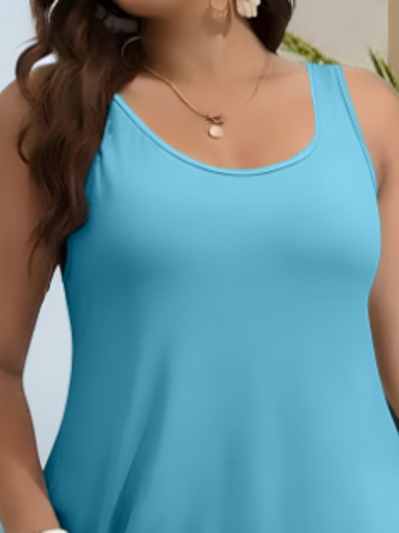 Plus Size Women's Summer Solid Round Neck Sleeveless Backless Dress Womenswear, 10 Colors Available, Beach Style Casual Daily Wear