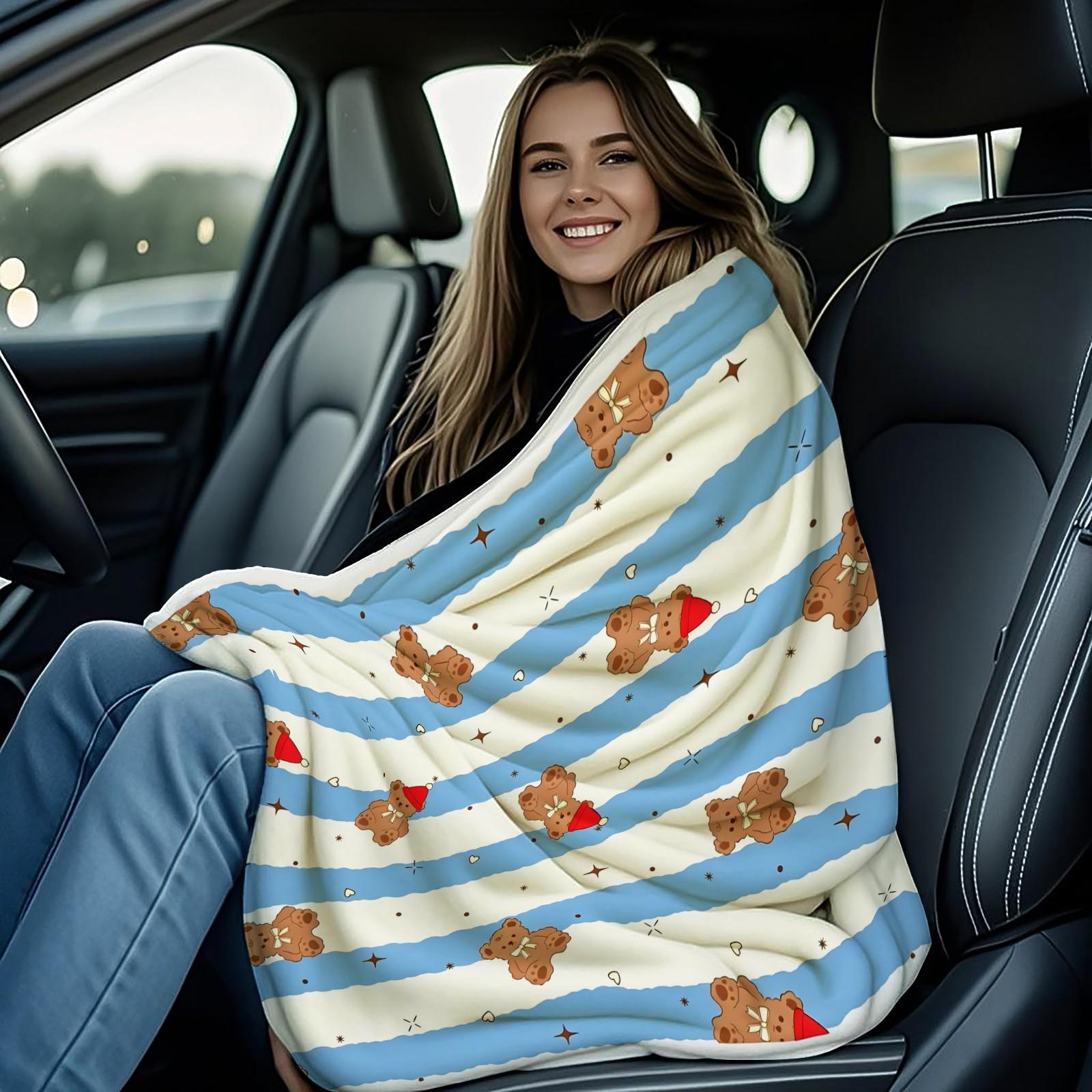 Cartoon Teddy Bear Print Blanket. Soft and Adorable Bear-Print Flannel Blanket Suitable for Bedrooms, Sofas, Living Rooms, and Outdoor Use. Soft and Skin-Friendly the Perfect Gift