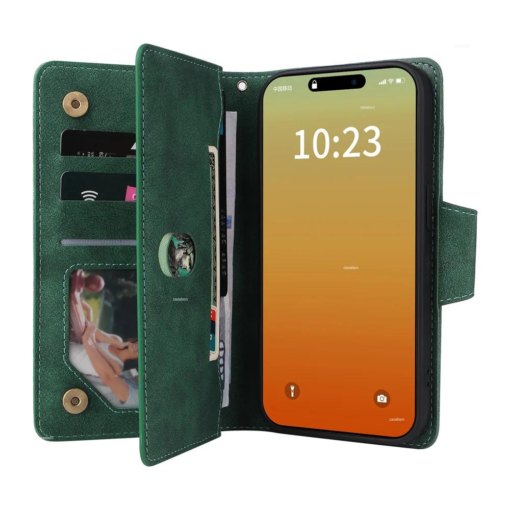 Zipper Wallet Phone Case for IPhone 17 1615 14 13 12 11 Pro Max Mini  Card Slots Strap Leather Cover