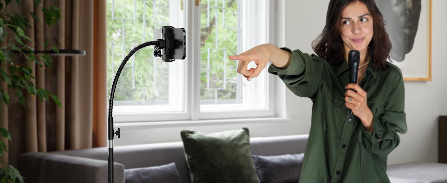 Weilisi Heavy Duty Tablet Tripod Stand 82” Tall, Floor Stand with Remote and Adjustable Gooseneck for Watching/Stream/Recording, Tripod for iPad Pro 12.9”/Kindle/iPhone, and All 4.5-13” Tablet/Phone (Best Gifts for Halloween & Christmas )