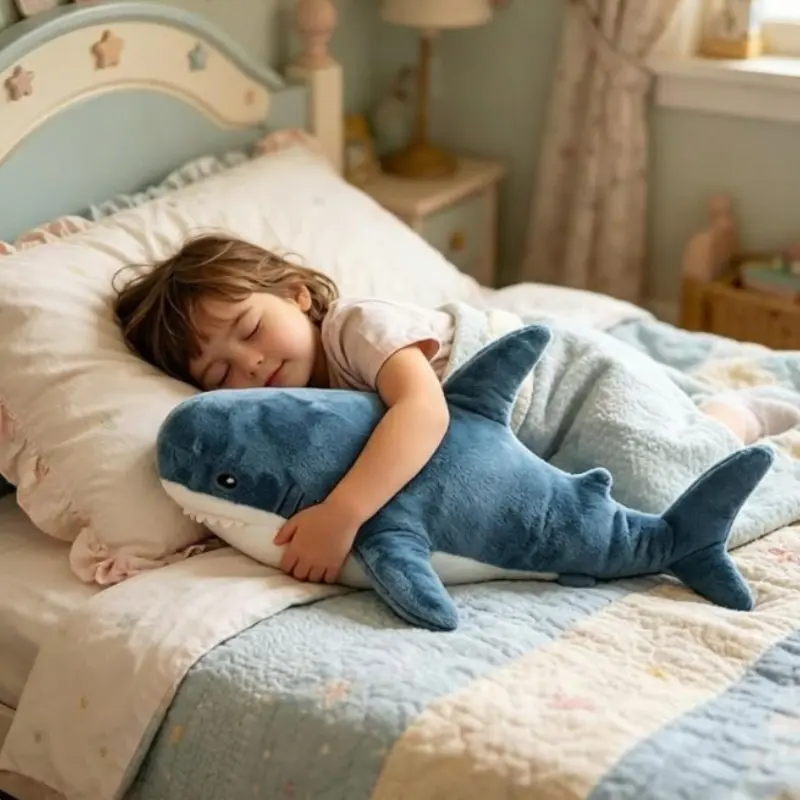 Ocean Shark Plush Pillow Toy, Cute Animal Design, Soft Sofa Cushion, Under The Sea Birthday Party Decor, High-Quality Gift for Kids, Friends, Family, Stuffed Animal Gifts