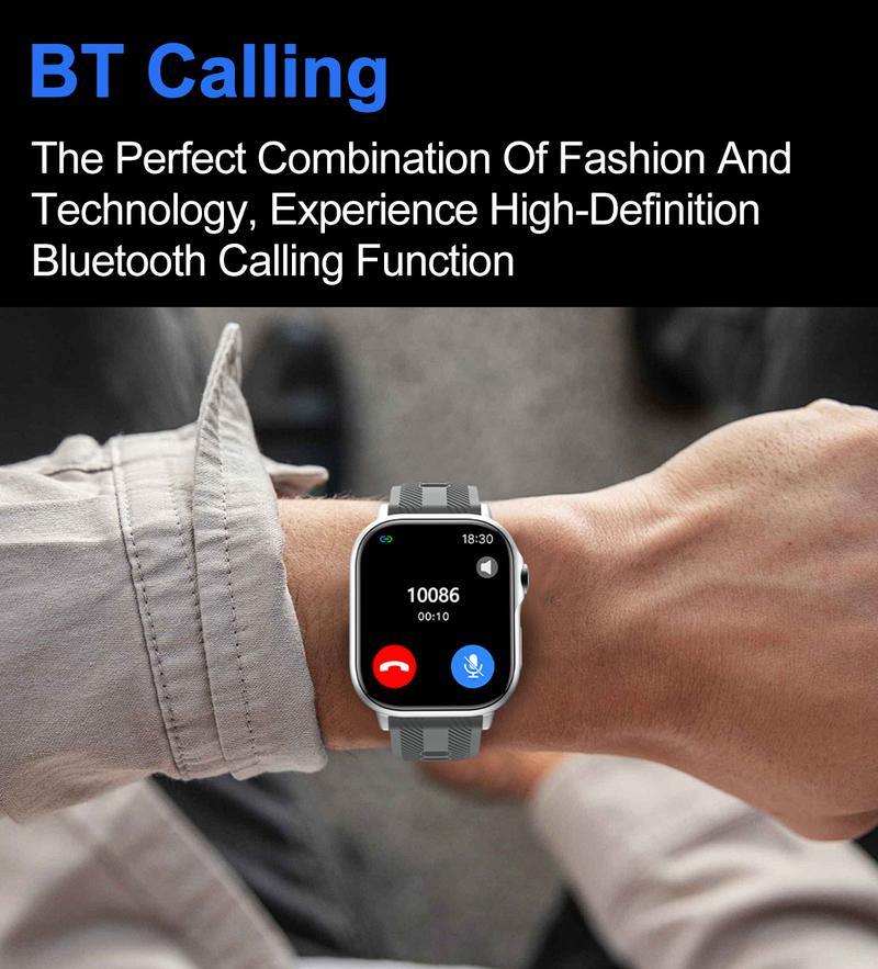 Smart Watch with 2.01 inch HD Full Touch Screen, Bluetooth, Message Notifications, Call reminders, Magnetic Charging, Blood Oxygen (SpO2) & Heart Rate Monitor, Multiple Sports Modes, for Men and Women, Waterproof Smart Watch, Perfect Christmas Gift