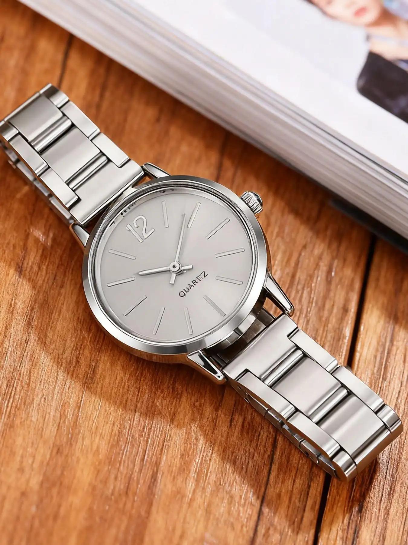 Fashionable quartz women's watch, luxurious and simple circular dial, elegant style, suitable for all seasons