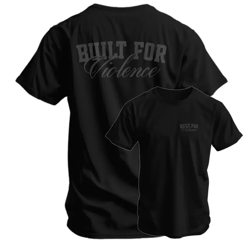 Men's Graphic Tees, Built for Violence Crew Neck Top, Soft Breathable Male Clothing, Exercise Activewear for Gym & Fitness Athletic Streetwear, Gym Daily Wear, T Shirts, Gym Stuff