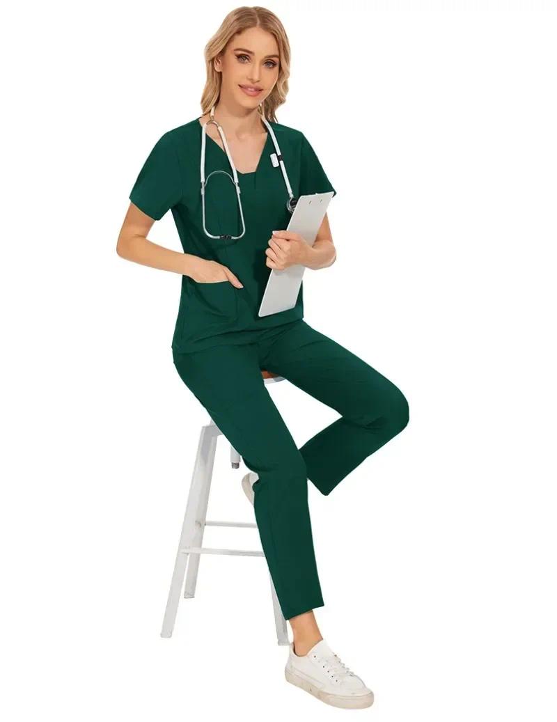 Scrub Workwear Set Doctor and Nurse Uniform Casual Loose Outfit Multiple Colors Available
