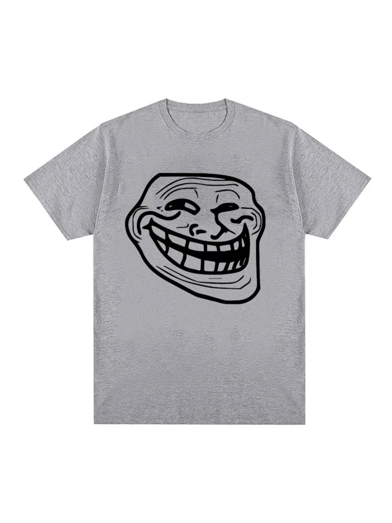 Summer new fun men's and women's short sleeved T-shirts, funny fans, retro fashion trolls, angry men's faces, Harajuku street wear, soft and skin friendly, suitable for both men and women, suitable for all seasons, couple style