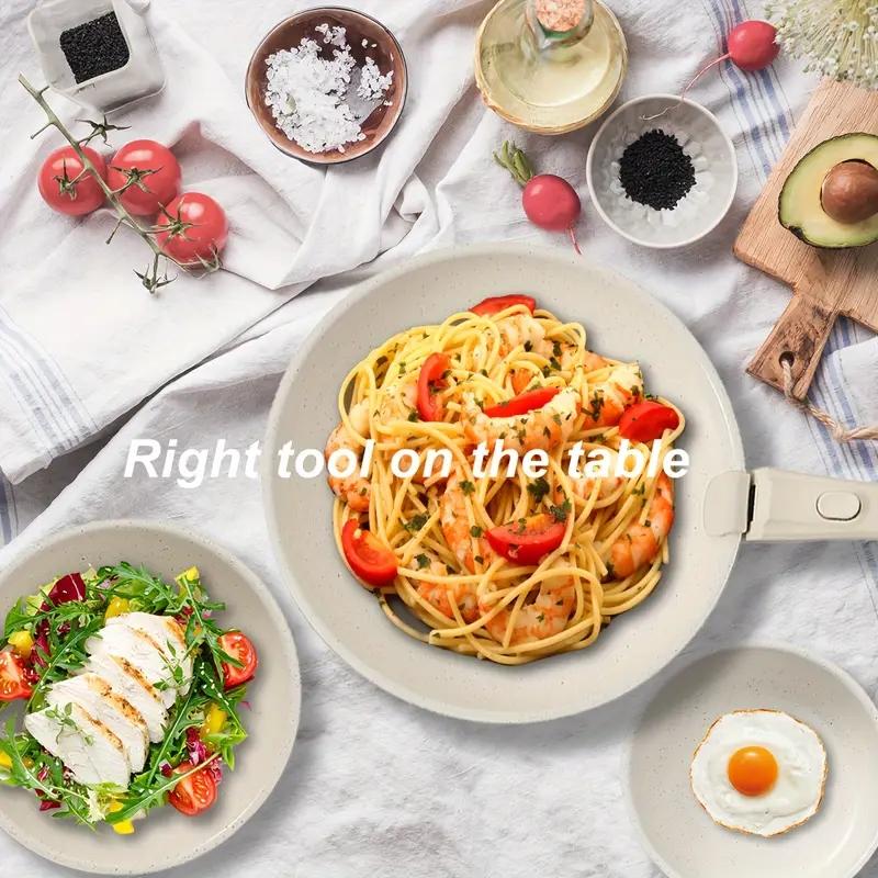 Portable Cookware Set - Lightweight non-stick removable cookware with pots and pans, space saving design suitable for small kitchens, easy to clean and compatible with electric stoves