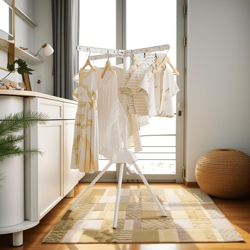 Foldable Multi-Layer Floor-Standing Clothes Rack, Multifunctional Towel Holder, Balcony Drying Rack, Simple Bedroom Storage Shelf