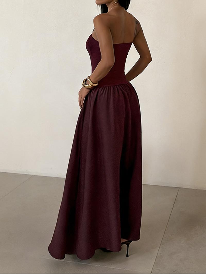 Elegant Plain Slim-Fitting A-Line Dress, Sexy Style Backless Design, Perfect for Casual & Party Wear, Women's Fashion Clothing