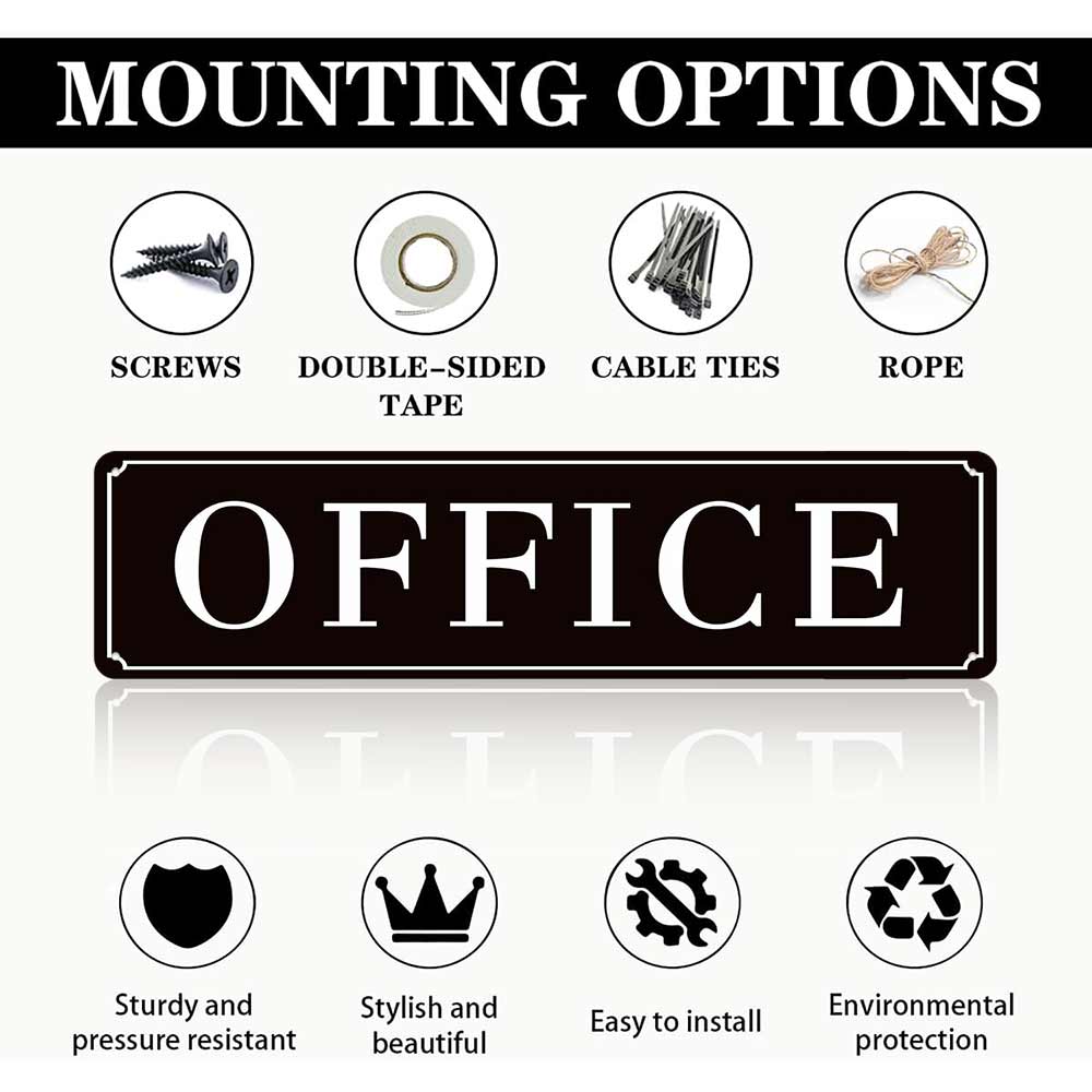 16x4 Inches Aluminum Metal Sign "OFFICE" Modern Minimalist Door Sign for Home Office Business Studio Classroom Decorative Plaque Durable Waterproof Indoor Outdoor Use Professional Wall Art Office Door Identifier Housewarming Gift