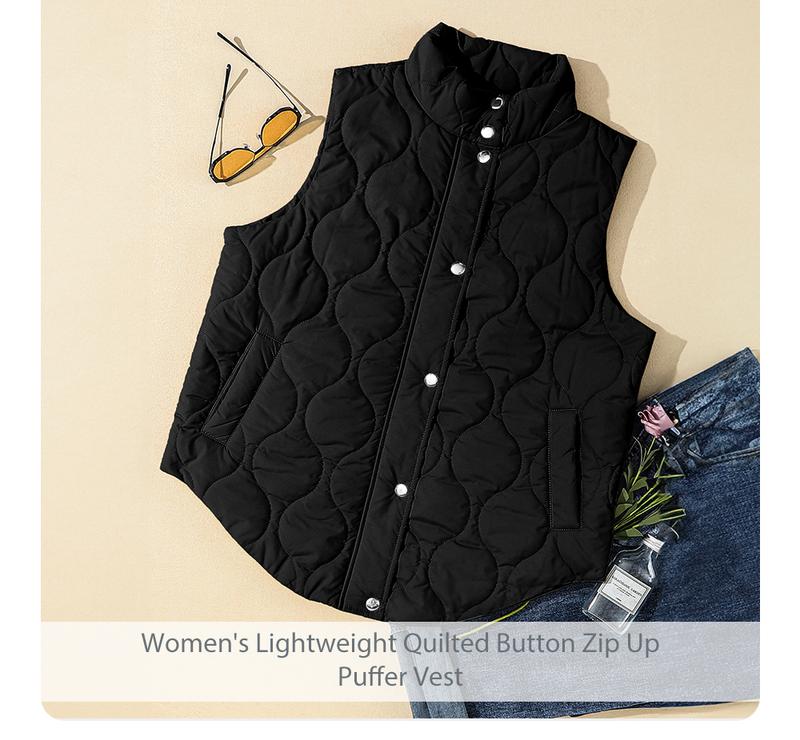 EVALESS Women's Casual Puffer Vest Oversize Lightweight Quilted Jacket Button Zip Up Stand Collar Sleeveless Coat Outerwear 2026 Fashion Green Cozy Boyfriend-Style Winter Outfits EVALESS Women's Casual Puffer Vest Oversize Lightweight Quilted Jacket Button Zip Up Stand Collar Sleeveless Coat Outerwear 2026 Fashion Green Cozy Boyfriend-Style Winter Outfits