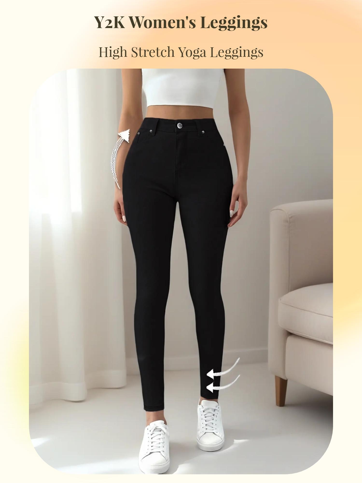 Women's Button-Fly Skinny Pants with Pockets, Casual, Comfy Pants for Daily Wear, Ladies' Bottoms for All Seasons (One Size Up is Recommended)