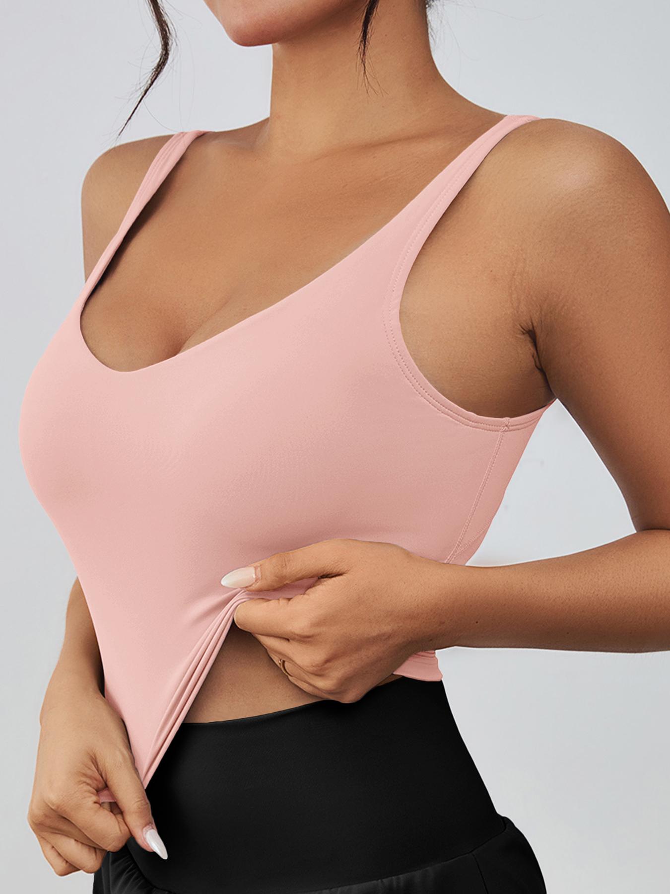 Women's Solid Sports Bra, Sporty Wide Strap Lingerie Top for Tennis Pickleball, Gym Clothes, Women's Athletic Clothing for Indoor Outdoor Wear