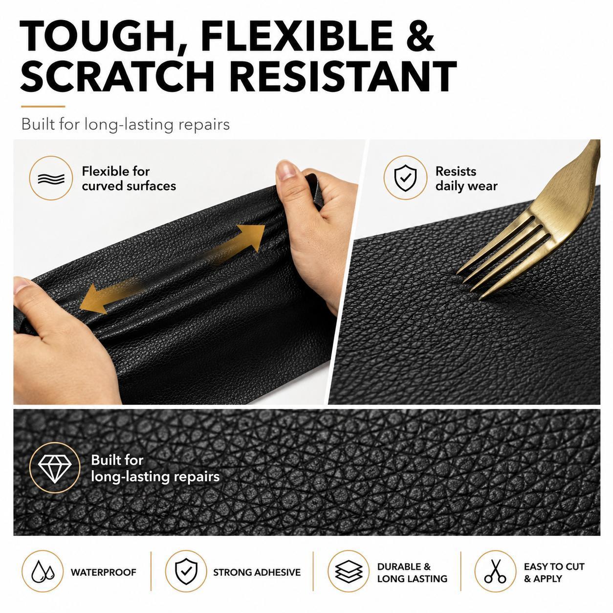 20" x 54" Self-Adhesive Leather Repair Patch, Waterproof Vinyl Repair Roll for Couch, Chair, Car Seat, Sofa & DIY Furniture Fixes