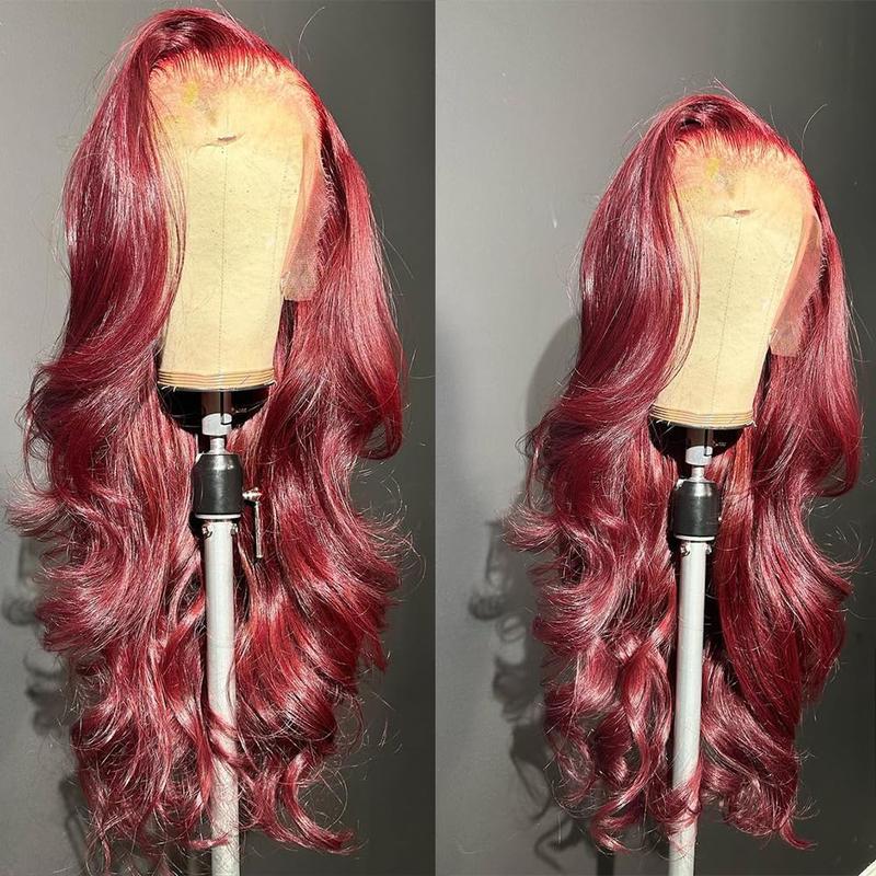 99J Burgundy Lace Front Wigs 99J 13X6 Body Wave HD Lace Frontal Wig Burgundy Transparent Lace Front Wig Colored Pre Plucked With Baby Hair 180% Density Wine Red