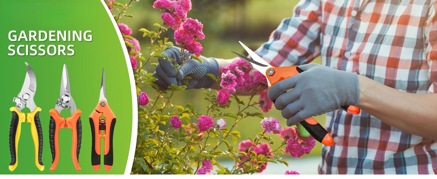 3 Pack Garden Pruning Shears, Stainless Steel Shears, Gardening Shears, Scissors, Garden Clippers, Pruning Snips, Pruning Shears for Gardening Tools
