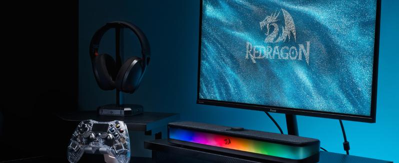 Redragon GS515 RGB Desktop Soundbar, 2.0 Channel Stereo Computer Speakers for Desktop with Bluetooth 5.3, USB-C/USB Powered, Black