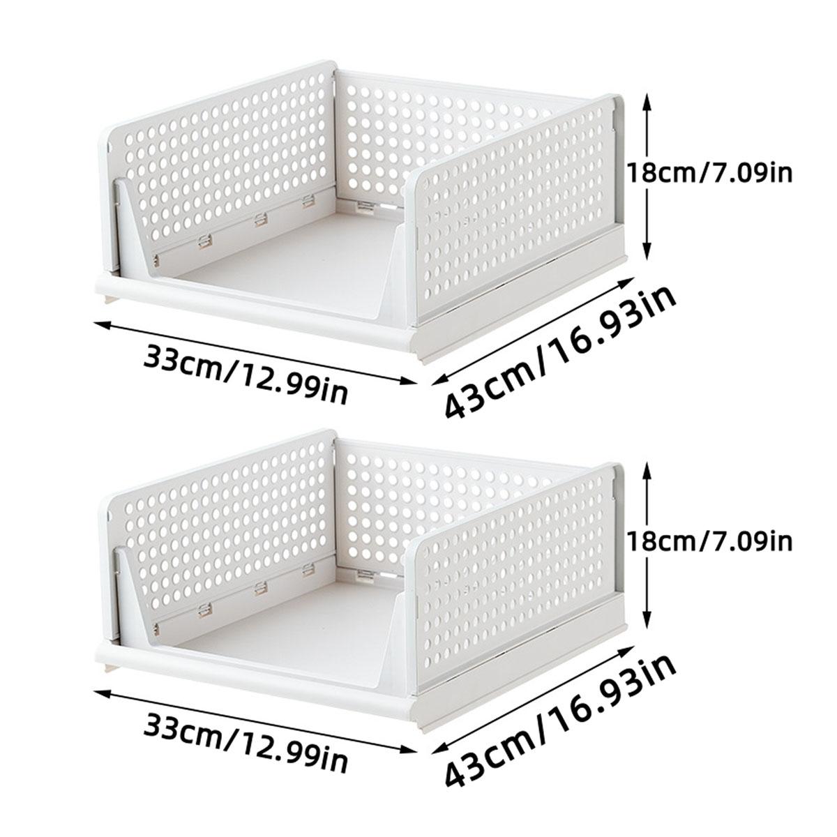2pcs Multifunctional Foldable Storage Boxes, Space Saving Closet Organizers for Bathroom Kitchen Organization, Drawer Style Plastic Shelves, Folding Storage Bin, Collapsible Stackable Storage